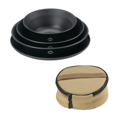 BKS395-1S 4pcs Camping Plates Black